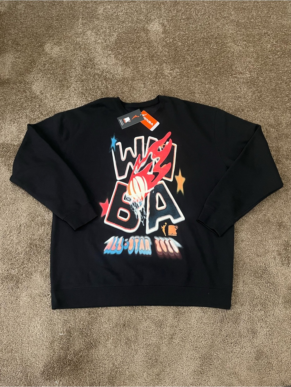 WNBA Round21 Black Graphic Crewneck Sweatshirt 3XL All-Star Weekend 2025